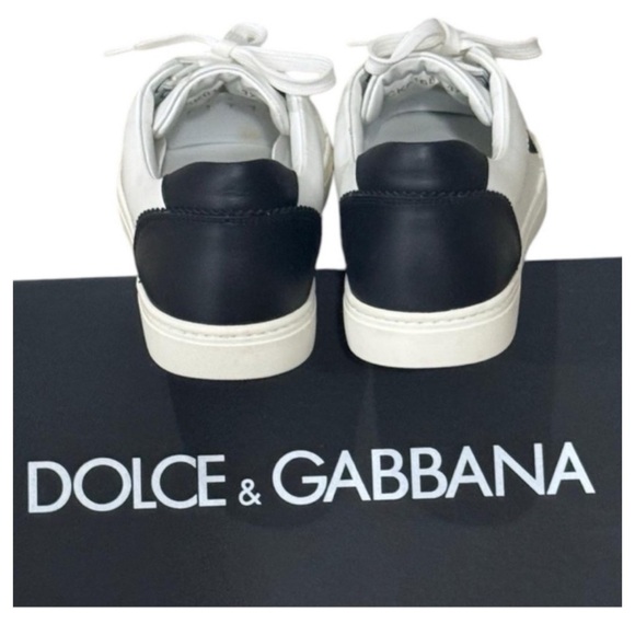 DOLCE & GABBANA Logo White Black Leather Low Top Sneakers Portofino Sneakers 37 - Picture 6 of 15
